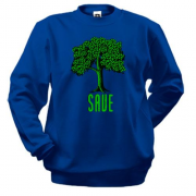 Свитшот с надписью "Save" и деревом