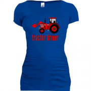 Подовжена футболка з написом "Tractor Driver"