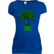 Туника с надписью "Save" и деревом