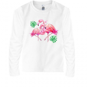 Детская футболка с длинным рукавом с розовыми фламинго
