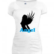 Женская удлиненная футболка Девушка ангел
