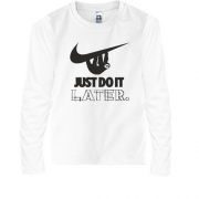 Детская футболка с длинным рукавом с надписью "Just do it later"