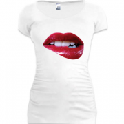 Женская удлиненная футболка Красивые женские губы