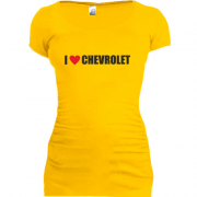 Женская удлиненная футболка I love Chevrolet