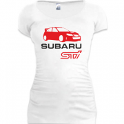 Женская удлиненная футболка Subaru sti (2)