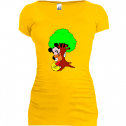 Женская удлиненная футболка Мики с деревом