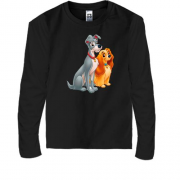 Детская футболка с длинным рукавом с собаками Леди и Бродягой