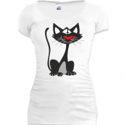 Женская удлиненная футболка "Кот"