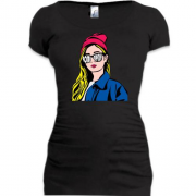 Подовжена футболка з дівчиною в стилі поп-арт