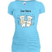 Подовжена футболка з котиками love dance