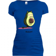 Подовжена футболка з котом авокадо