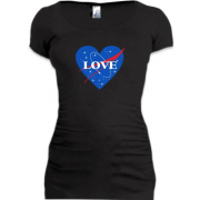 Подовжена футболка с надписью "Love" в стиле NASA