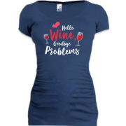 Подовжена футболка с надписью "Привіт вино, до побачення проблеми"
