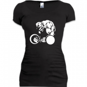 Женская удлиненная футболка с бодибилдером