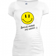 Женская удлиненная футболка Smile Make me happy