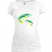 Женская удлиненная футболка с Рыбами