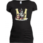Подовжена футболка с танцующей крысой