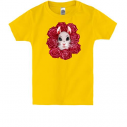 Дитяча футболка з щуром в трояндах