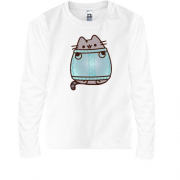 Детская футболка с длинным рукавом с Пушин котом в свитере