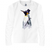 Детская футболка с длинным рукавом с пингвином джентльменом
