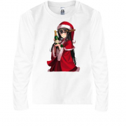 Детская футболка с длинным рукавом с аниме-девушкой в новогоднем