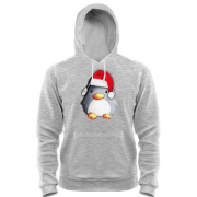 Толстовка с пингвином в новогодней шапочке