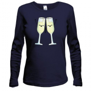 Жіночий лонгслів з двома келихами шампанського