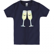 Детская футболка с двумя бокалами шампанского