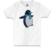 Детская футболка с пингвином в шарфике