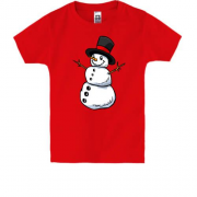Детская футболка со снеговиком в цилиндре