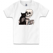 Детская футболка со скелетом и котом