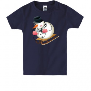 Детская футболка со снеговиком на санках