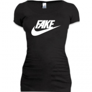 Подовжена футболка з надписью "Підробка" в стилі Nike
