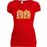 Подовжена футболка з написом "2020" і щурами