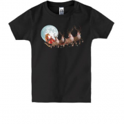 Детская футболка с Сантой на фоне луны