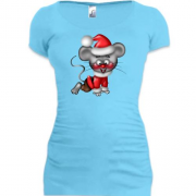 Подовжена футболка з щуром в новорічному вбранні