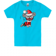 Детская футболка с крысой в новогоднем наряде
