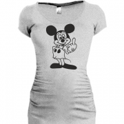 Женская удлиненная футболка Микки