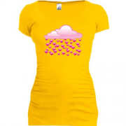 Подовжена футболка з дощем з сердечок