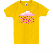 Дитяча футболка з дощем з сердечок