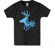 Дитяча футболка з головою оленя в сніжинках