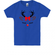 Дитяча футболка з новорічним оленем в бантику