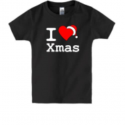 Детская футболка с надписью "I love Xmas"