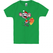 Дитяча футболка з щуром і новорічною іграшкою