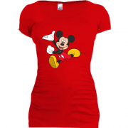 Женская удлиненная футболка Бегущий Мики Маус