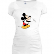 Женская удлиненная футболка Удивленный Микки Маус