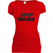Женская удлиненная футболка Stop wars