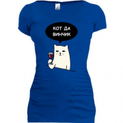 Подовжена футболка з написом "Кот Да Вінчик"