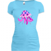 Подовжена футболка з рожевою медузою