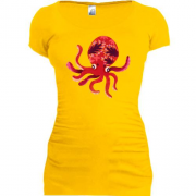 Подовжена футболка з червоним кальмаром